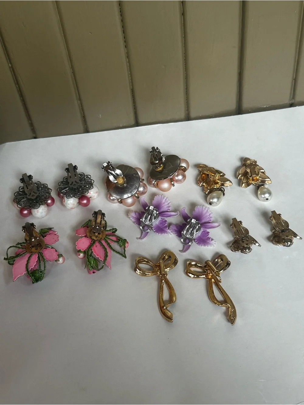 Vintage Clip-on Costume Jewelry Earrings lot of 7 pair